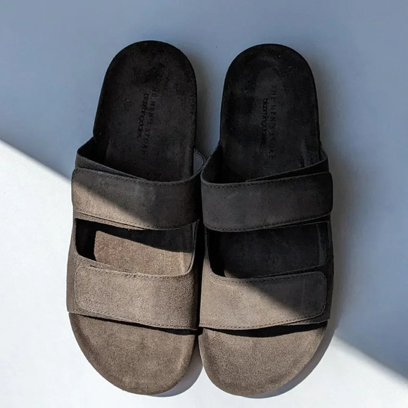 NWT The Men's Store Bloomingdale's Two Strap Grey Sandals Size 8 (MSRP $145) - Picture 2 of 8
